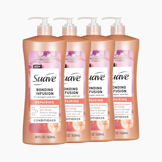 Suave Bonding Infusion Repairing Conditioner, Infused with Bonding Complex, Restorative for Weak or Damaged Hair, 28 oz Pump (Pack of 4) Avelisse