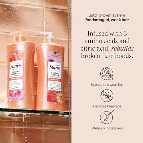 Suave Bonding Infusion Repairing Conditioner, Infused with Bonding Complex, Restorative for Weak or Damaged Hair, 28 oz Pump (Pack of 4) Avelisse