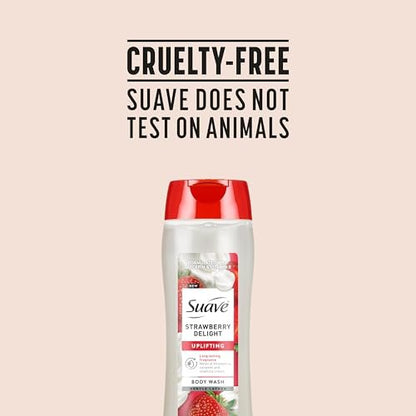 Suave Strawberry Delight Uplifting Body Wash, Hydrating Glycerin & Vitamin E Formula, 18 oz (6-Pack)
