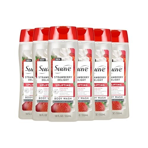 Suave Strawberry Delight Uplifting Body Wash, Hydrating Glycerin & Vitamin E Formula, 18 oz (6-Pack) - görsel 2