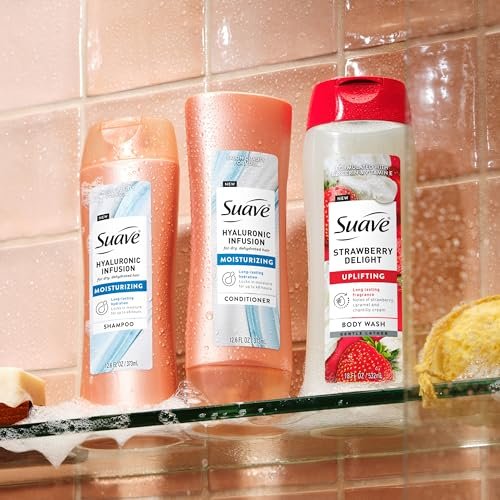 Suave Strawberry Delight Uplifting Body Wash, Hydrating Glycerin & Vitamin E Formula, 18 oz (6-Pack) - görsel 12