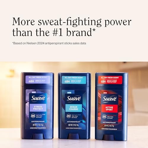 Suave Active Sport Men's Antiperspirant Deodorant, All Day Bergamot & Wood Scent, 48hr Odor & Wetness Protection, 2.7oz, 12 Pack Avelisse