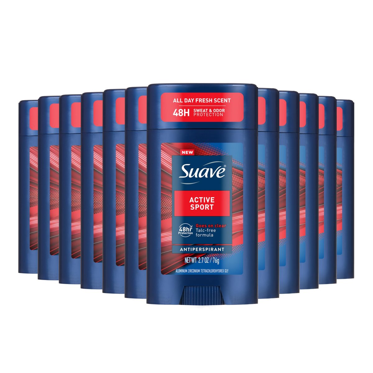 Suave Active Sport Men's Antiperspirant Deodorant, All Day Bergamot & Wood Scent, 48hr Odor & Wetness Protection, 2.7oz, 12 Pack Avelisse