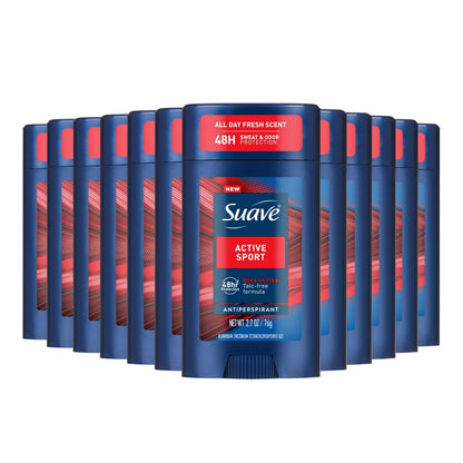 Suave Active Sport Men's Antiperspirant Deodorant, All Day Bergamot & Wood Scent, 48hr Odor & Wetness Protection, 2.7oz, 12 Pack Avelisse