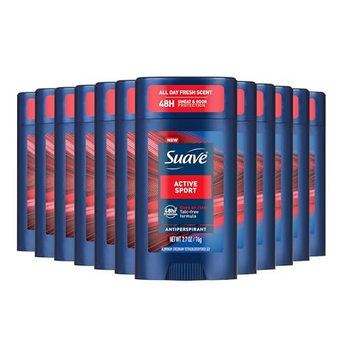 Suave Active Sport Men's Antiperspirant Deodorant, All Day Bergamot & Wood Scent, 48hr Odor & Wetness Protection, 2.7oz, 12 Pack Avelisse