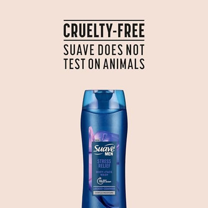 Suave Men's Stress Relief Body + Face Wash, Gentle Moisture with Lavender & Cedarwood All Day Fresh Scent, 18 oz (Pack of 6) Avelisse