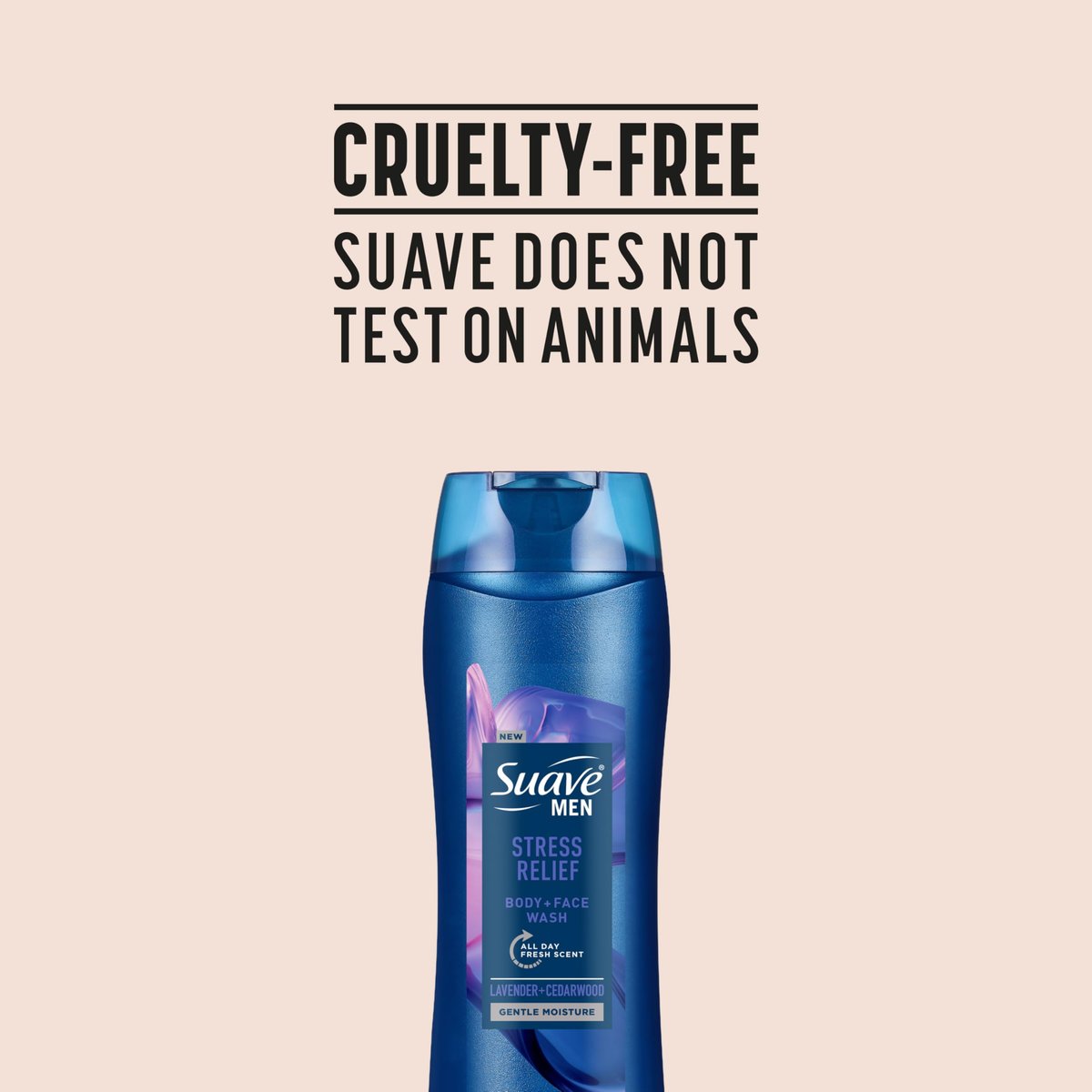 Suave Men's Stress Relief Body + Face Wash, Gentle Moisture with Lavender & Cedarwood All Day Fresh Scent, 18 oz (Pack of 6) Avelisse