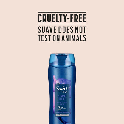 Suave Men's Stress Relief Body + Face Wash, Gentle Moisture with Lavender & Cedarwood All Day Fresh Scent, 18 oz (Pack of 6) Avelisse