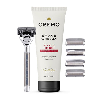 Cremo Original Shave Gift Set for Men – Impossibly-Slick Shaving Cream, Chrome Barber Grade Razor & 4 Blade Refills Avelisse