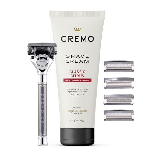 Cremo Original Shave Gift Set for Men – Impossibly-Slick Shaving Cream, Chrome Barber Grade Razor & 4 Blade Refills Avelisse