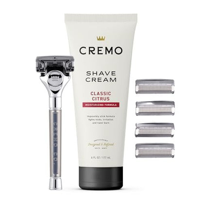 Cremo Original Shave Gift Set for Men – Impossibly-Slick Shaving Cream, Chrome Barber Grade Razor & 4 Blade Refills Avelisse