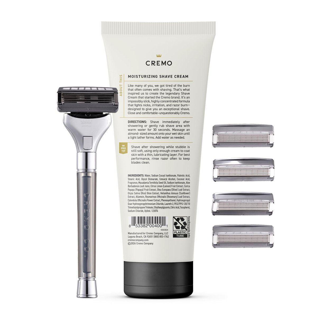 Cremo Original Shave Gift Set for Men – Impossibly-Slick Shaving Cream, Chrome Barber Grade Razor & 4 Blade Refills Avelisse