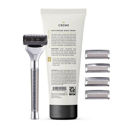 Cremo Original Shave Gift Set for Men – Impossibly-Slick Shaving Cream, Chrome Barber Grade Razor & 4 Blade Refills Avelisse