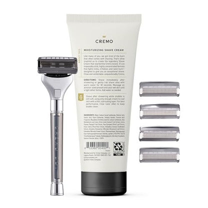 Cremo Original Shave Gift Set for Men – Impossibly-Slick Shaving Cream, Chrome Barber Grade Razor & 4 Blade Refills Avelisse