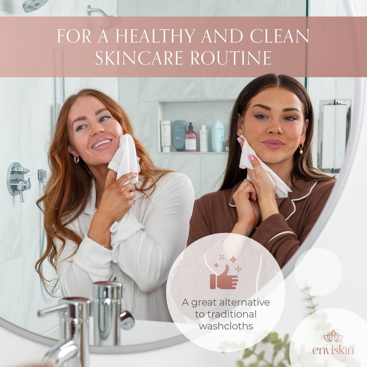 enviskin 50 Disposable Face Towels Plant-Based Makeup Remover Wipes for Sensitive Skin - XL Ultra Soft Single-Use Dry Facial Towellettes - görsel 13