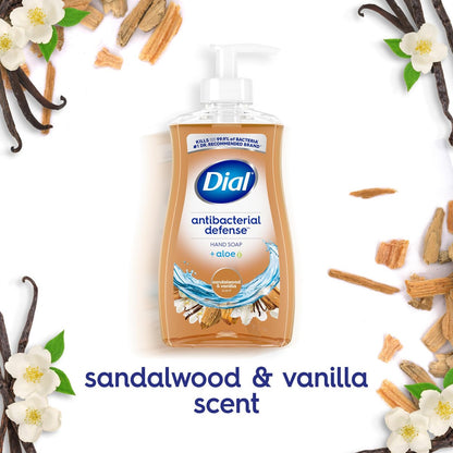Dial Antibacterial Defense Liquid Hand Soap + Aloe, Sandalwood & Vanilla Scent, 11 Fl Oz (Pack of 12), Dermatologist-Tested Gentle Formula Avelisse