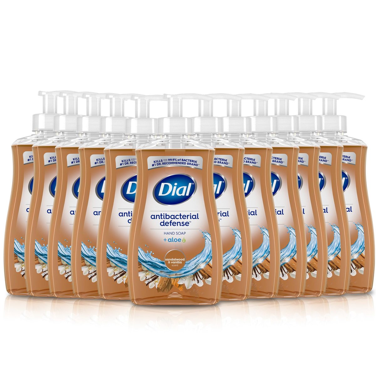 Dial Antibacterial Defense Liquid Hand Soap + Aloe, Sandalwood & Vanilla Scent, 11 Fl Oz (Pack of 12), Dermatologist-Tested Gentle Formula Avelisse