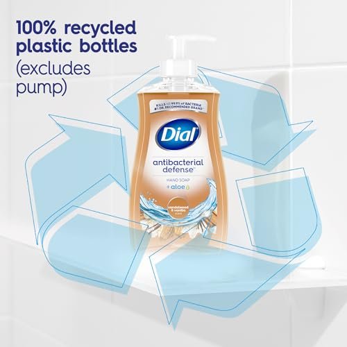Dial Antibacterial Defense Liquid Hand Soap + Aloe, Sandalwood & Vanilla Scent, 11 Fl Oz (Pack of 12), Dermatologist-Tested Gentle Formula Avelisse