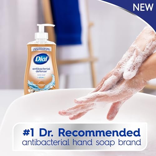 Dial Antibacterial Defense Liquid Hand Soap + Aloe, Sandalwood & Vanilla Scent, 11 Fl Oz (Pack of 12), Dermatologist-Tested Gentle Formula Avelisse