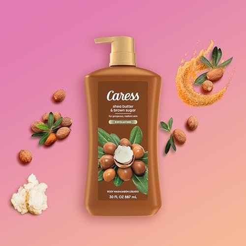Caress Body Wash Shea Butter & Brown Sugar 2-Pack - Moisturizing Body Wash for Radiant Skin, Exfoliating Body Soap, 30 Fl Oz Avelisse
