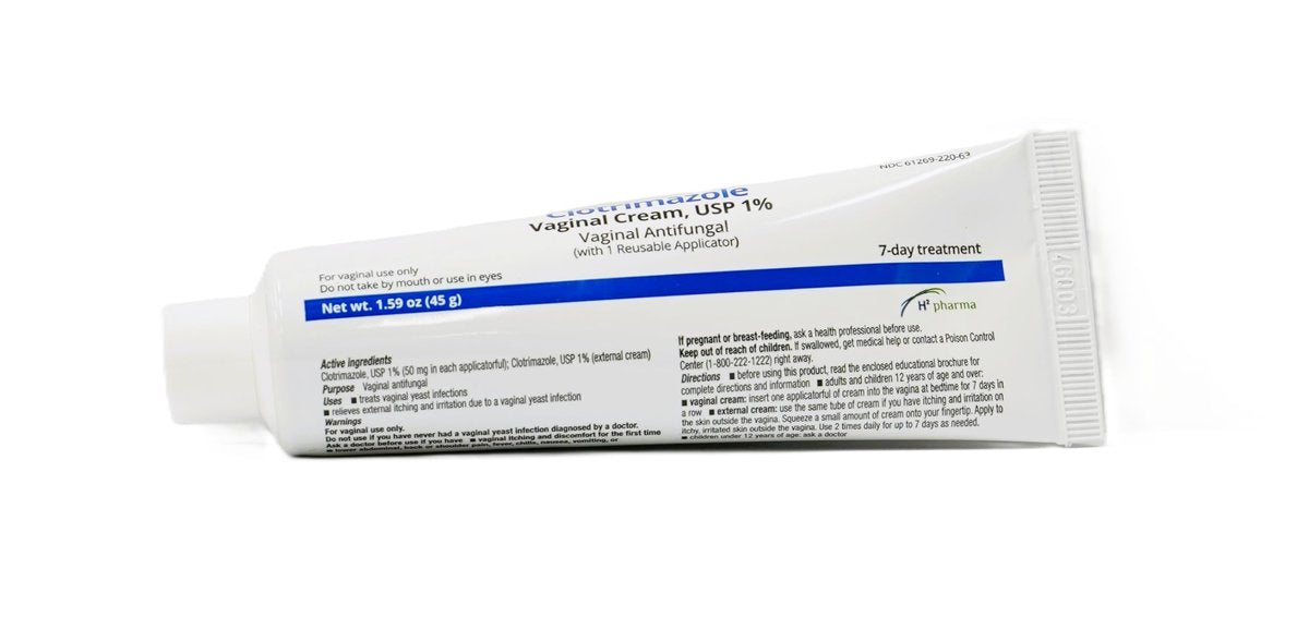 H2 pharma Clotrimazole Cream USP 1% - 1.59 oz Tube with Reusable Applicator, 7-Day Treatment for Athlete's Foot Avelisse