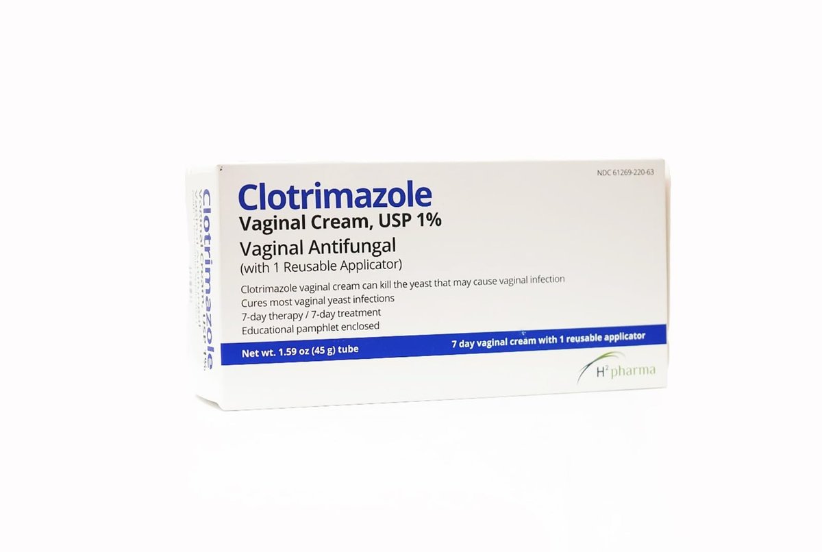 H2 pharma Clotrimazole Cream USP 1% - 1.59 oz Tube with Reusable Applicator, 7-Day Treatment for Athlete's Foot Avelisse