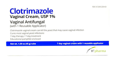H2 pharma Clotrimazole Cream USP 1% - 1.59 oz Tube with Reusable Applicator, 7-Day Treatment for Athlete's Foot Avelisse
