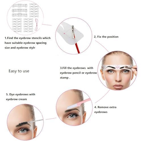 3 Size Eyebrow Stencils Kit - 6 Styles Soft Reusable Template with Strap - görsel 4