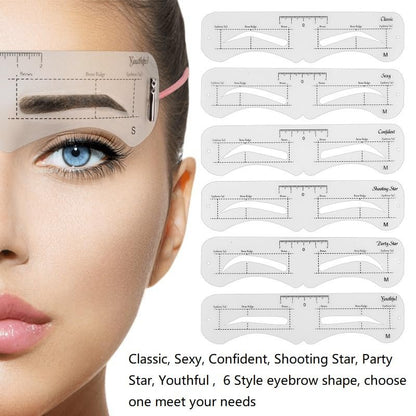 3 Size Eyebrow Stencils Kit - 6 Styles Soft Reusable Template with Strap