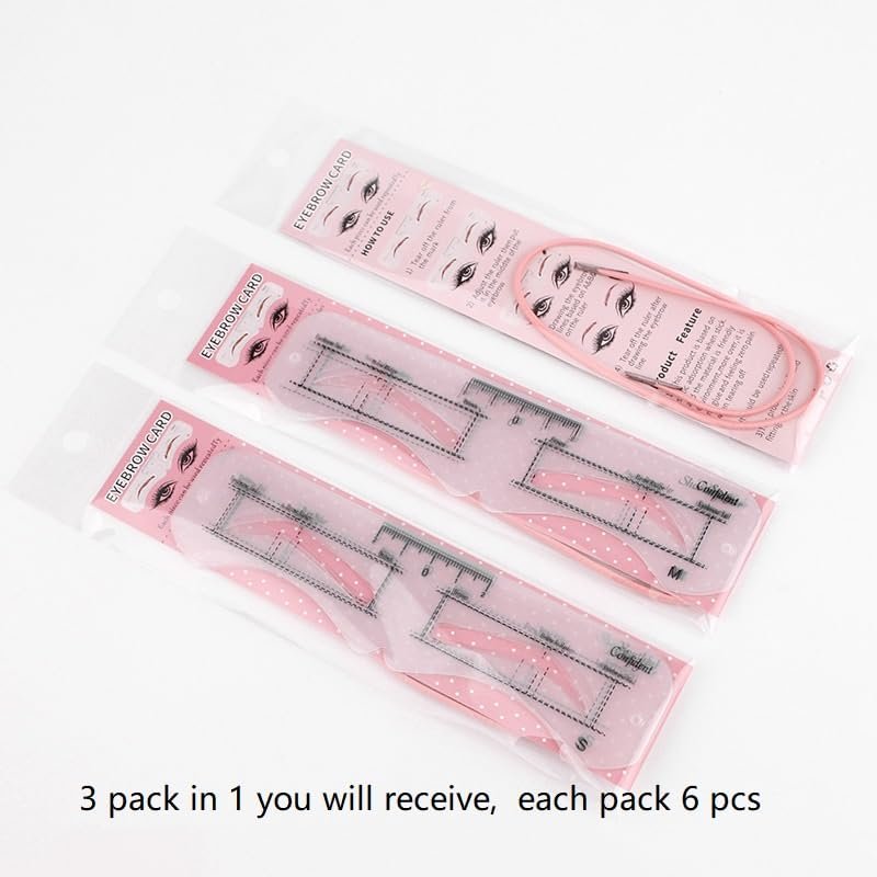3 Size Eyebrow Stencils Kit - 6 Styles Soft Reusable Template with Strap - görsel 9