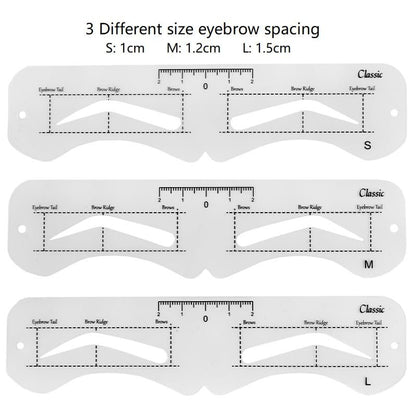 3 Size Eyebrow Stencils Kit - 6 Styles Soft Reusable Template with Strap