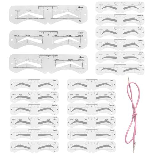 3 Size Eyebrow Stencils Kit - 6 Styles Soft Reusable Template with Strap - görsel 2