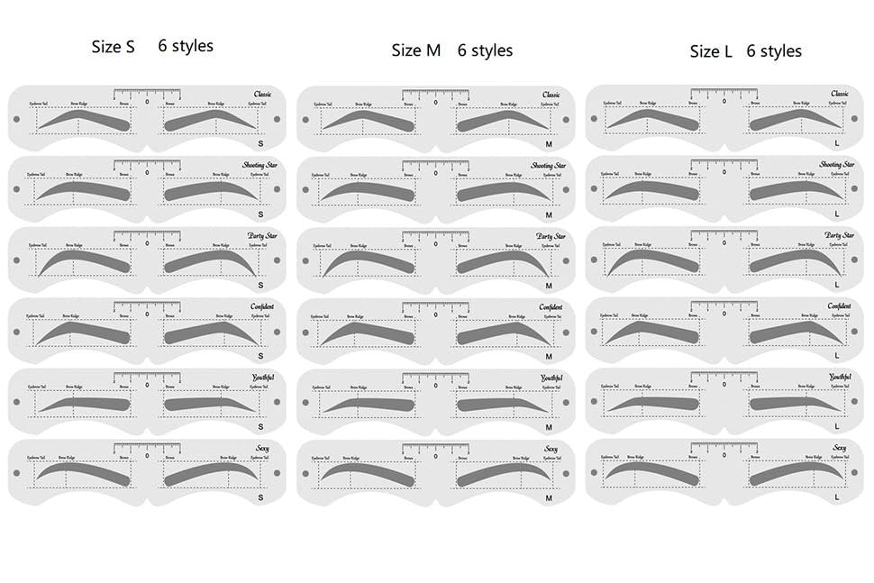3 Size Eyebrow Stencils Kit - 6 Styles Soft Reusable Template with Strap - görsel 6