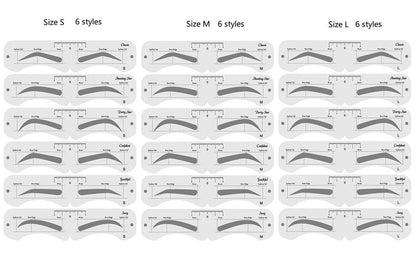 3 Size Eyebrow Stencils Kit - 6 Styles Soft Reusable Template with Strap