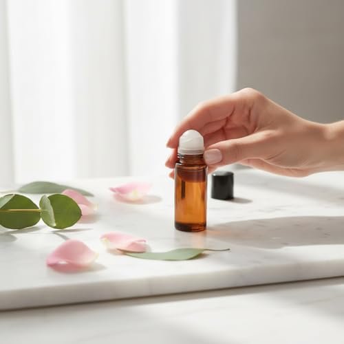 2-Pack Brown 30ml Glass Essential Oil Roller Bottles – Refillable Perfume Roller Bottles for Fragrance, Cosmetics & Deodorant - görsel 3