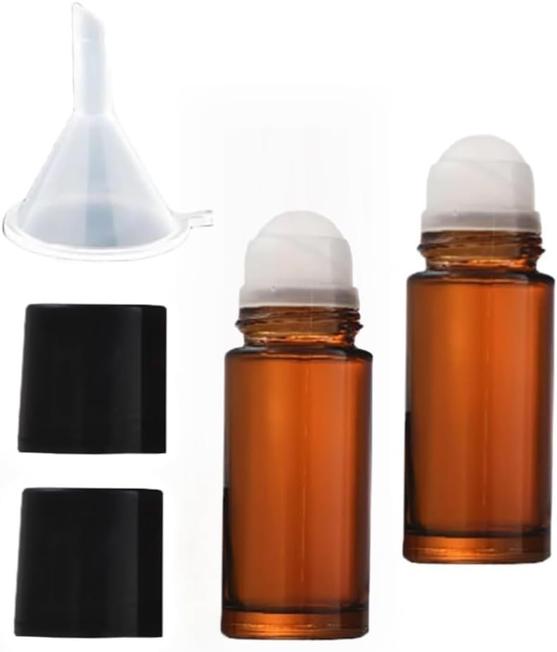 2-Pack Brown 30ml Glass Essential Oil Roller Bottles – Refillable Perfume Roller Bottles for Fragrance, Cosmetics & Deodorant - görsel 1
