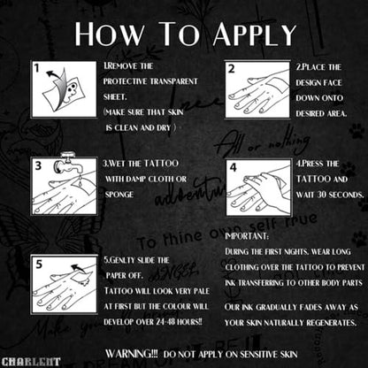CHARLENT Semi-Permanent Tattoos for Adults – 2 Weeks Long Lasting Small Flower Words Tattoos, Minimal Line Art, Waterproof & Fades Naturally
