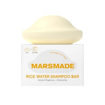MARS MADE Rice Water Shampoo Bar 2.0 - Hydrating & Moisturizing Natural Hair Soap for Strengthening & Scalp Nourishment - Solid Bar for All Hair Types (120g, 4.23oz)