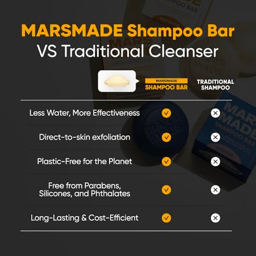 MARS MADE Rice Water Shampoo Bar 2.0 - Hydrating & Moisturizing Natural Hair Soap for Strengthening & Scalp Nourishment - Solid Bar for All Hair Types (120g, 4.23oz) - görsel 12