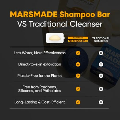 MARS MADE Rice Water Shampoo Bar 2.0 - Hydrating & Moisturizing Natural Hair Soap for Strengthening & Scalp Nourishment - Solid Bar for All Hair Types (120g, 4.23oz)
