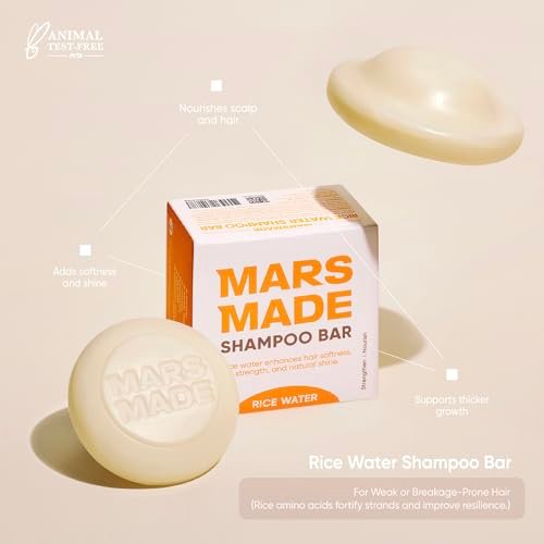 MARS MADE Rice Water Shampoo Bar 2.0 - Hydrating & Moisturizing Natural Hair Soap for Strengthening & Scalp Nourishment - Solid Bar for All Hair Types (120g, 4.23oz) - görsel 6