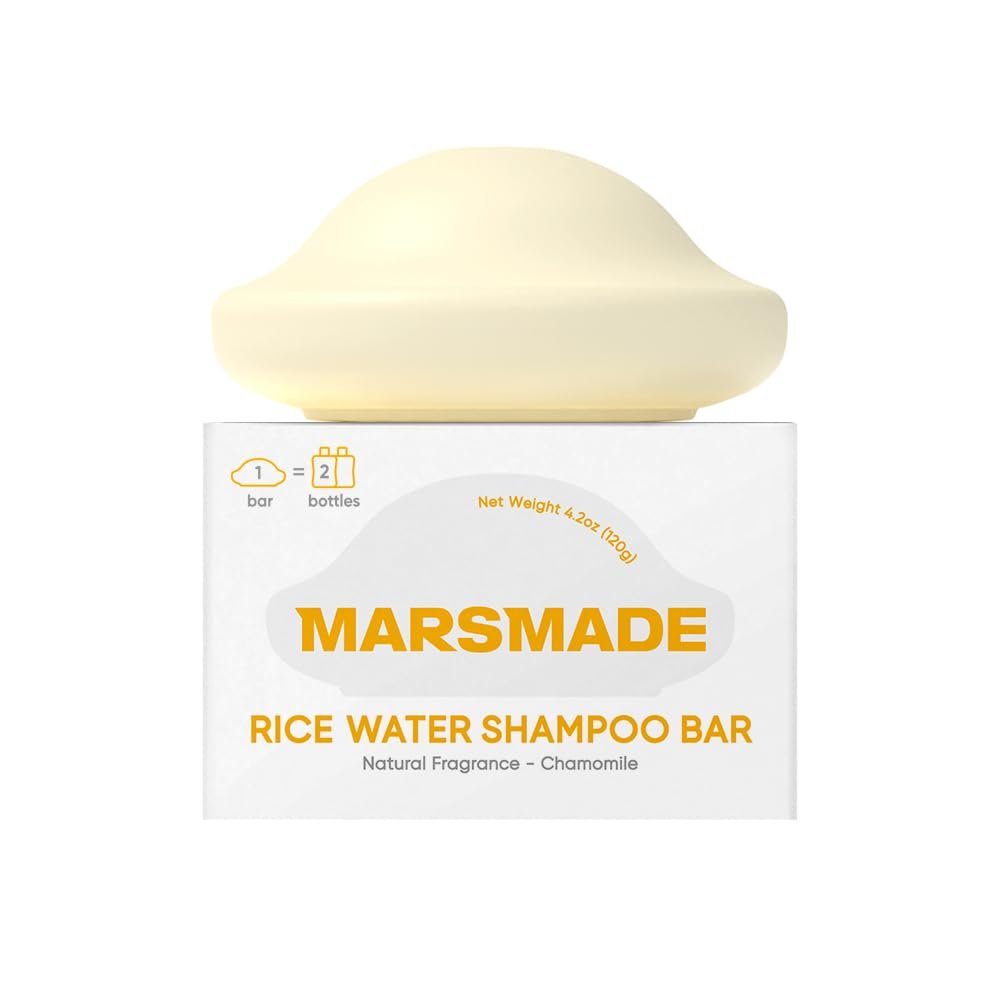 MARS MADE Rice Water Shampoo Bar 2.0 - Hydrating & Moisturizing Natural Hair Soap for Strengthening & Scalp Nourishment - Solid Bar for All Hair Types (120g, 4.23oz) - görsel 1