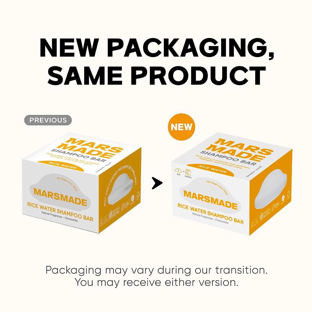 MARS MADE Rice Water Shampoo Bar 2.0 - Hydrating & Moisturizing Natural Hair Soap for Strengthening & Scalp Nourishment - Solid Bar for All Hair Types (120g, 4.23oz) - görsel 3