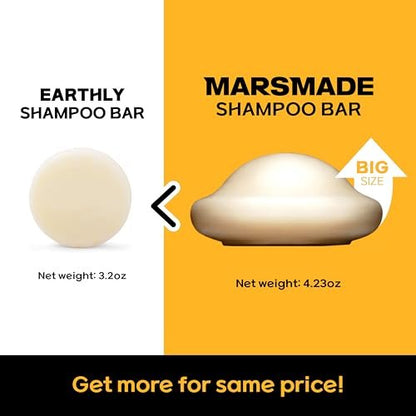 MARS MADE Rice Water Shampoo Bar 2.0 - Hydrating & Moisturizing Natural Hair Soap for Strengthening & Scalp Nourishment - Solid Bar for All Hair Types (120g, 4.23oz)