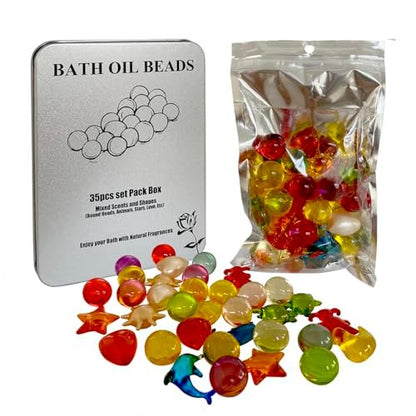35pcs Set Bath Oil Beads - Floral Fragrance Bath Pearls, Moisturizing Essential Oil for Spa-Like Soaks at Home, Travel, Hotel, Bathtubs Avelisse
