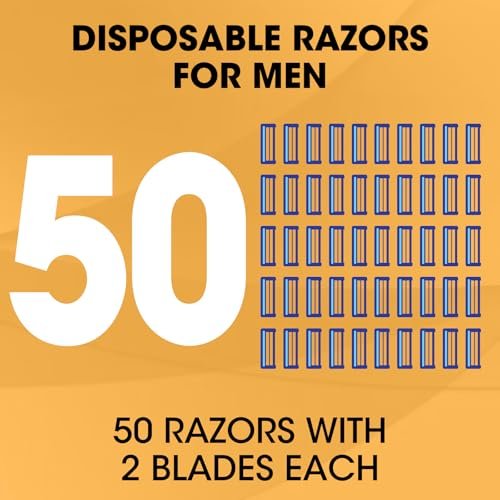 CXYARY 50 Pack Disposable Razors with Lubricating Strip - 2 Blade Safety Razors for Men & Women - Portable Bulk Shaving Razors for Travel, Hotel, Bathing - Blue - görsel 4
