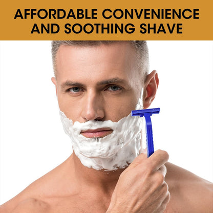 CXYARY 50 Pack Disposable Razors with Lubricating Strip - 2 Blade Safety Razors for Men & Women - Portable Bulk Shaving Razors for Travel, Hotel, Bathing - Blue