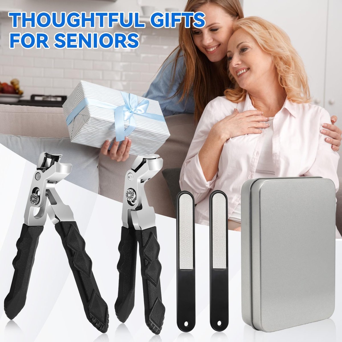 4-Pack Jaw Toenail Clippers for Thick Nails, Long Handle, 0.5 in Opening – Stainless Steel, Black - görsel 13
