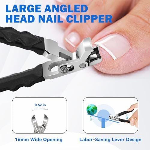 4-Pack Jaw Toenail Clippers for Thick Nails, Long Handle, 0.5 in Opening – Stainless Steel, Black - görsel 6