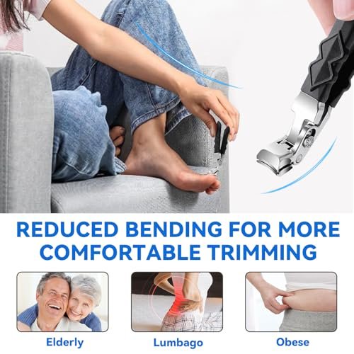 4-Pack Jaw Toenail Clippers for Thick Nails, Long Handle, 0.5 in Opening – Stainless Steel, Black - görsel 4
